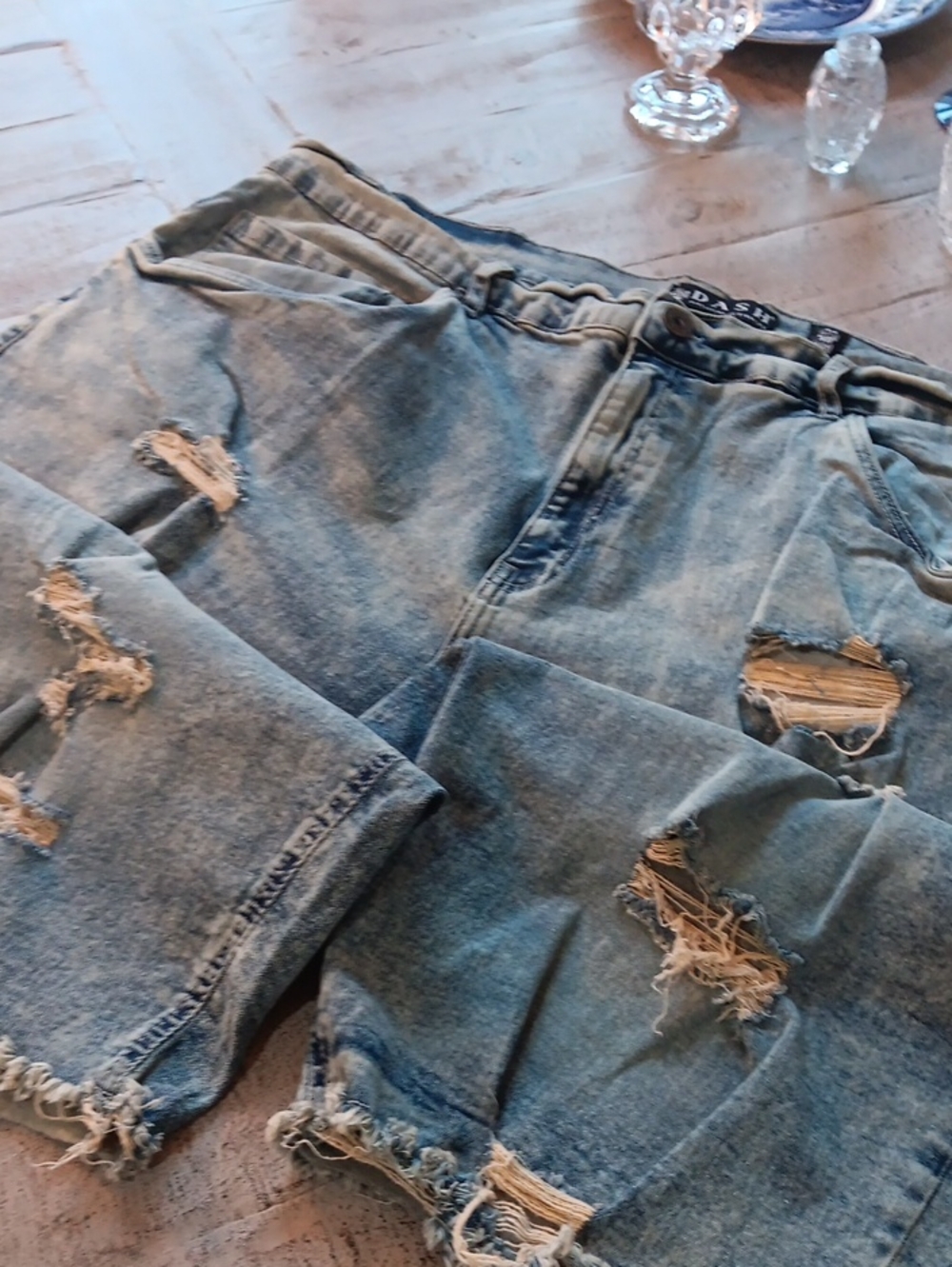 DASH Men’s Distressed Acid Wash Jeans Size 48 Heavy Ripped Urban Streetwear